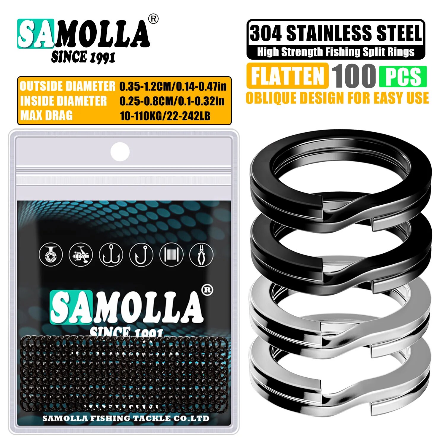 Fishing Equipment Cheap - 100 buah memancing cincin terpisah baja